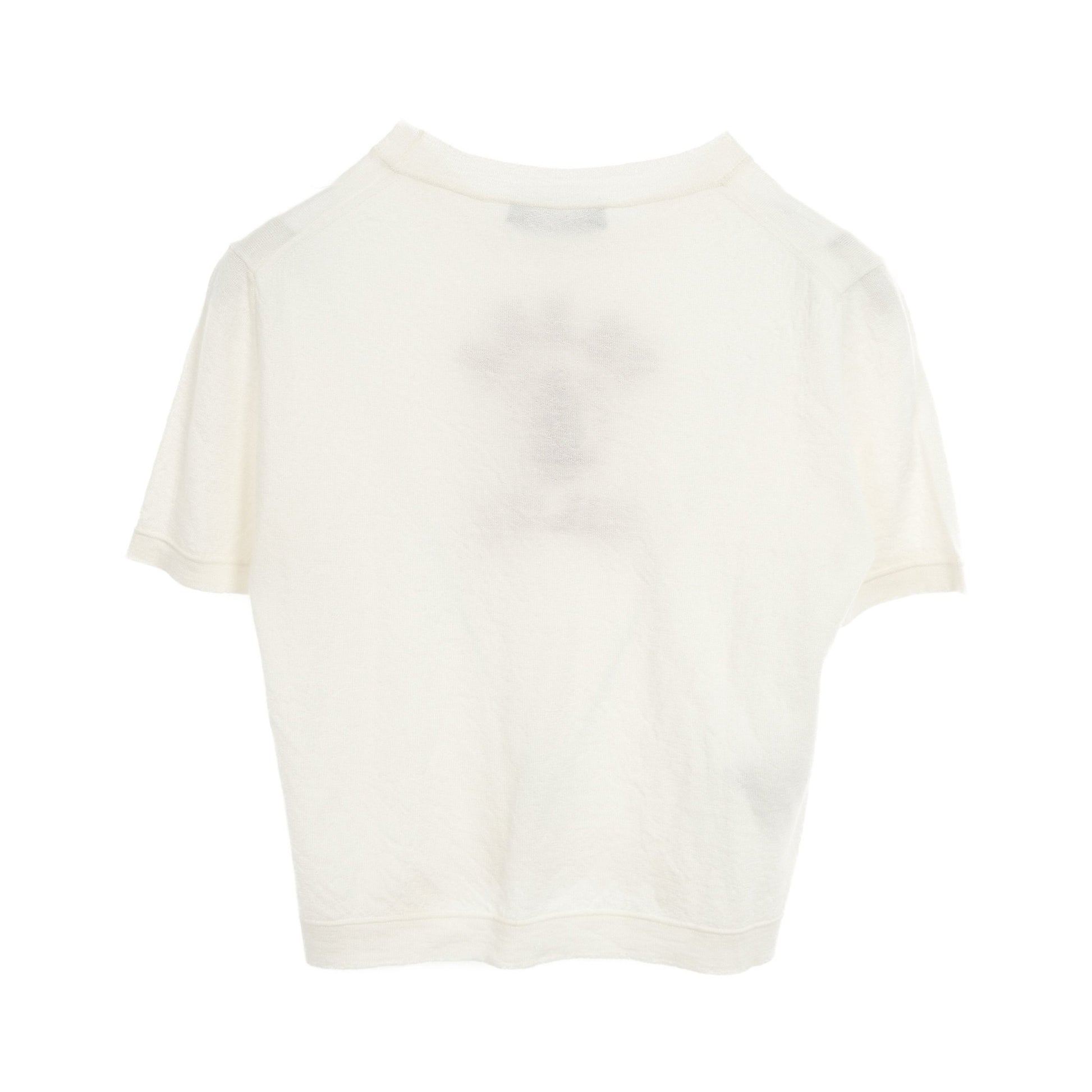 カシミヤ インターシャ Tシャツ ニット 半袖 カシミヤ オフホワイト ボルドー プラダ トップス PRADA
