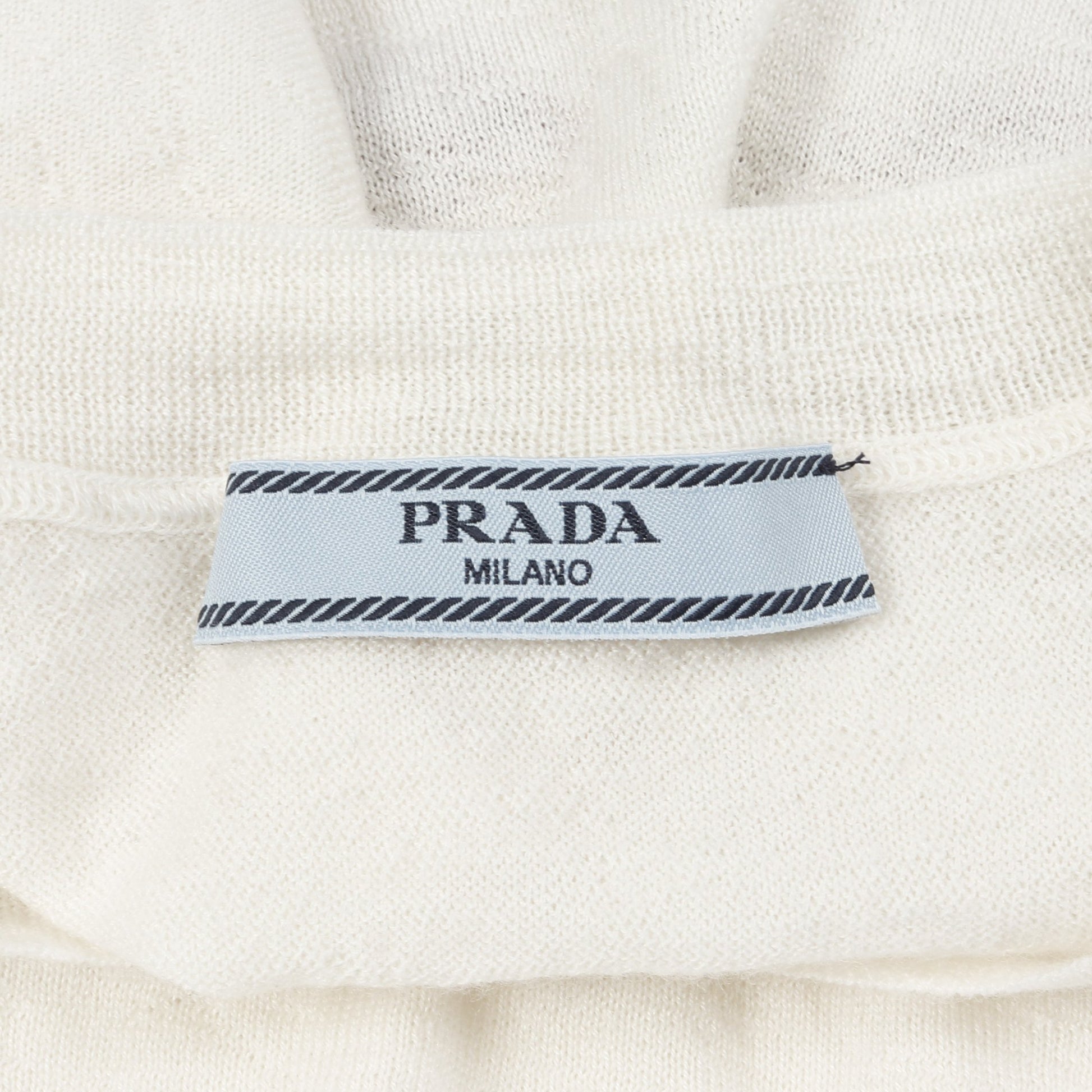 カシミヤ インターシャ Tシャツ ニット 半袖 カシミヤ オフホワイト ボルドー プラダ トップス PRADA