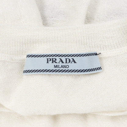 カシミヤ インターシャ Tシャツ ニット 半袖 カシミヤ オフホワイト ボルドー プラダ トップス PRADA