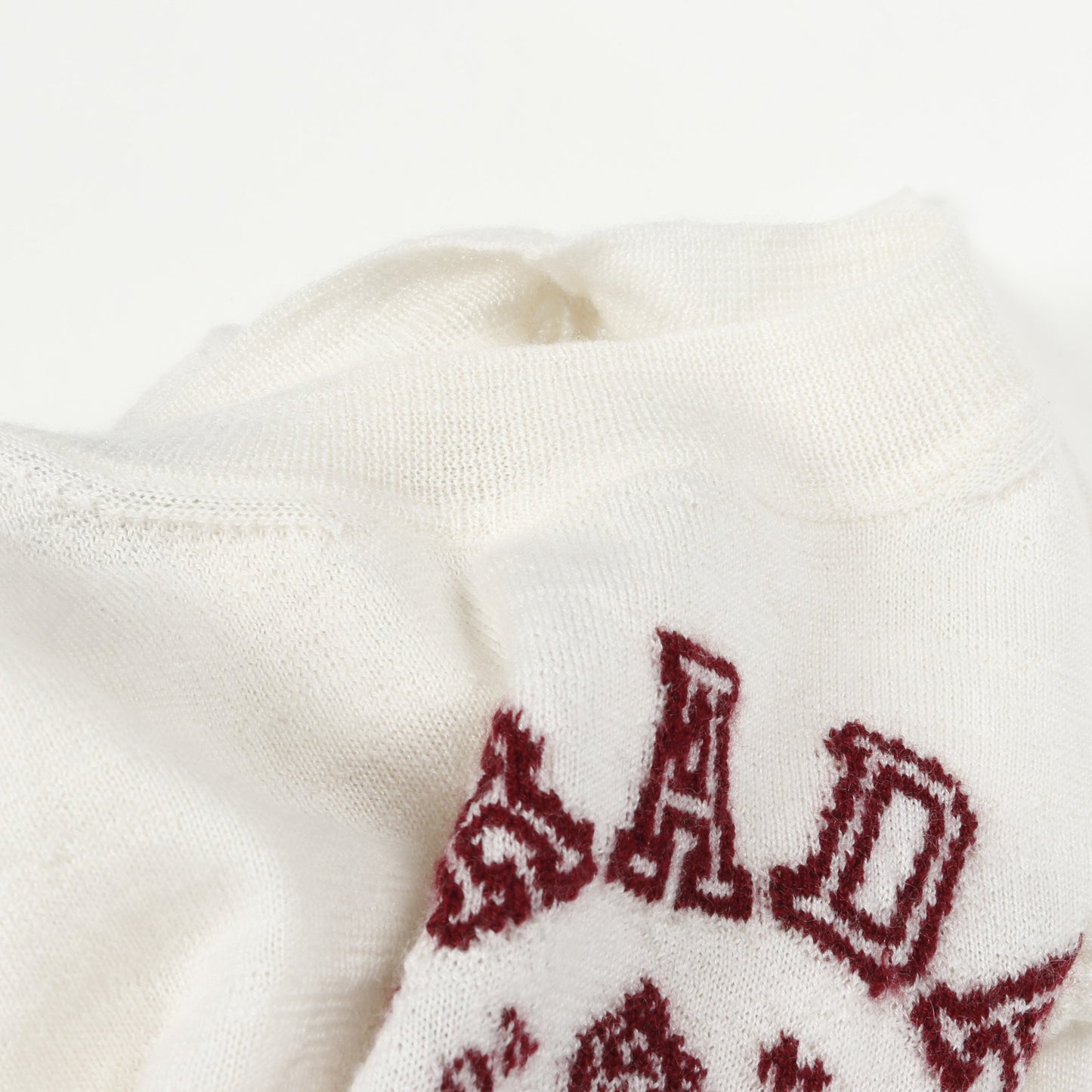 カシミヤ インターシャ Tシャツ ニット 半袖 カシミヤ オフホワイト ボルドー プラダ トップス PRADA