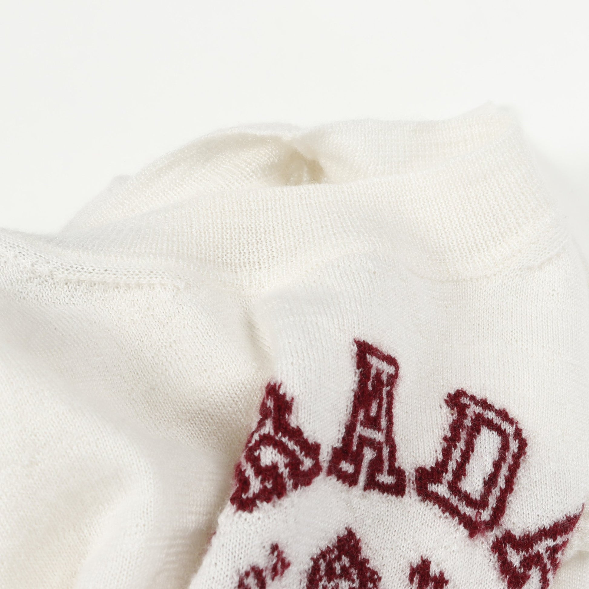 カシミヤ インターシャ Tシャツ ニット 半袖 カシミヤ オフホワイト ボルドー プラダ トップス PRADA