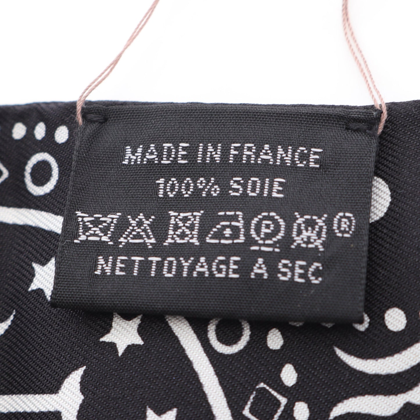 ツイリー Entre Ciel et mer Bandana リボン スカーフ シルク ブラック ホワイト エルメス 財布・小物 HERMES