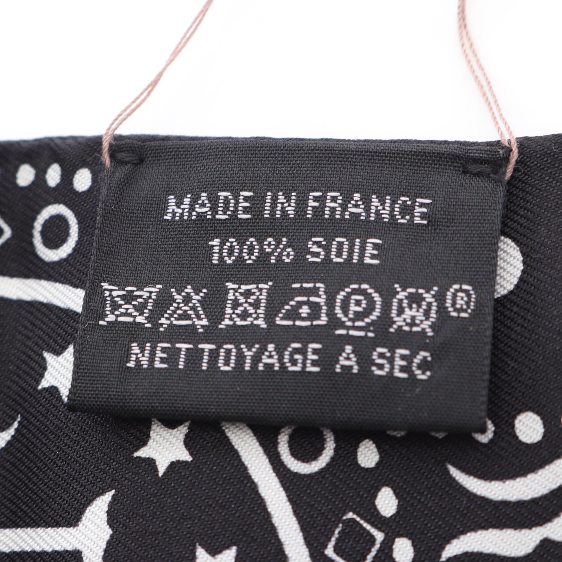 ツイリー Entre Ciel et mer Bandana リボン スカーフ シルク ブラック ホワイト エルメス 財布・小物 HERMES
