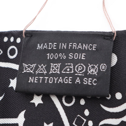 ツイリー Entre Ciel et mer Bandana リボン スカーフ シルク ブラック ホワイト エルメス 財布・小物 HERMES