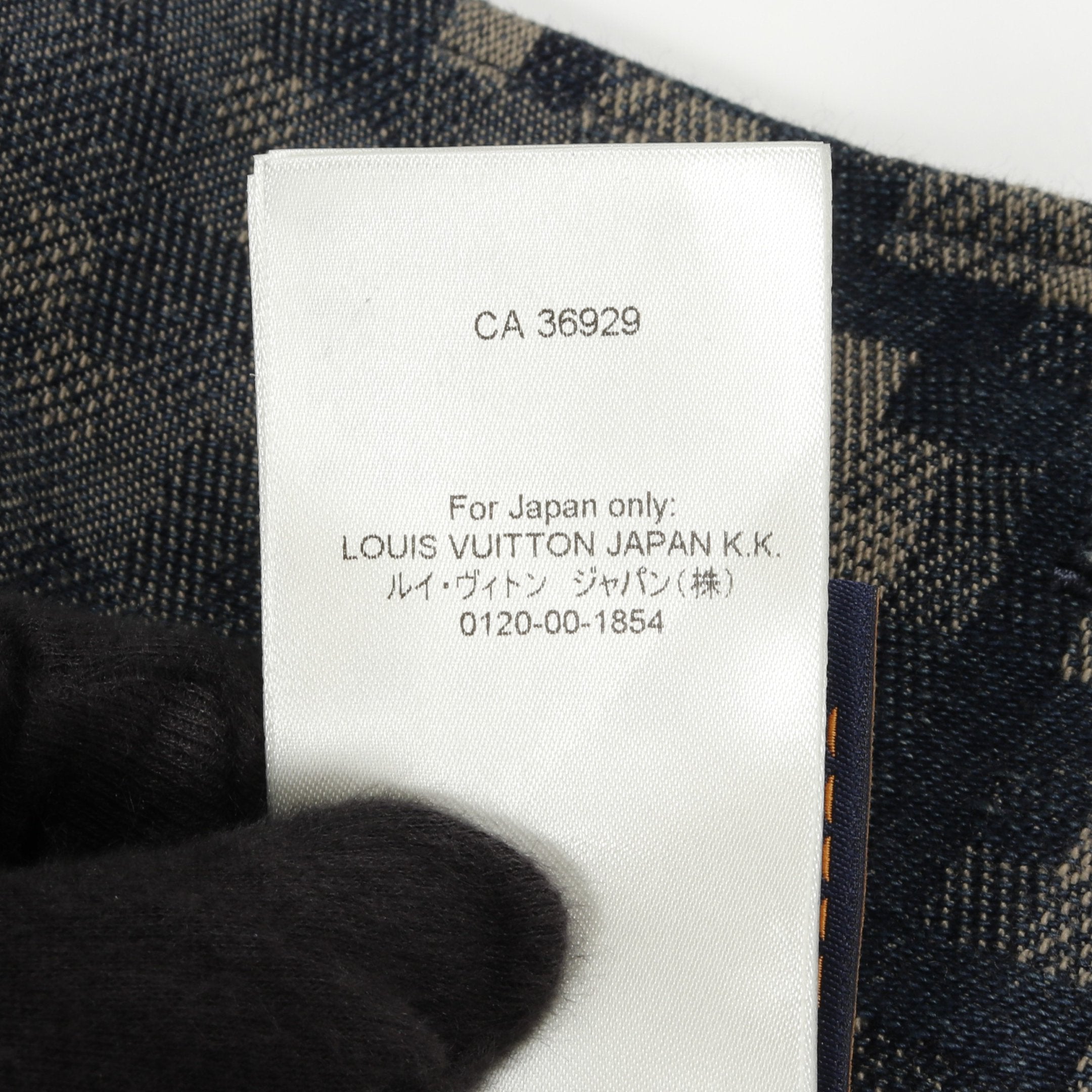 ダミエ ノーカラー デニムジャケット パイソン柄 コットン