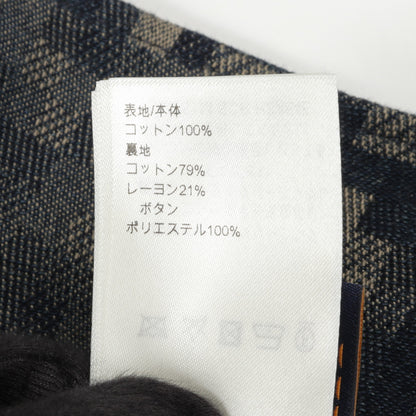 ダミエ ノーカラー デニムジャケット パイソン柄 コットン ネイビー ベージュ ルイヴィトン アウター LOUIS VUITTON