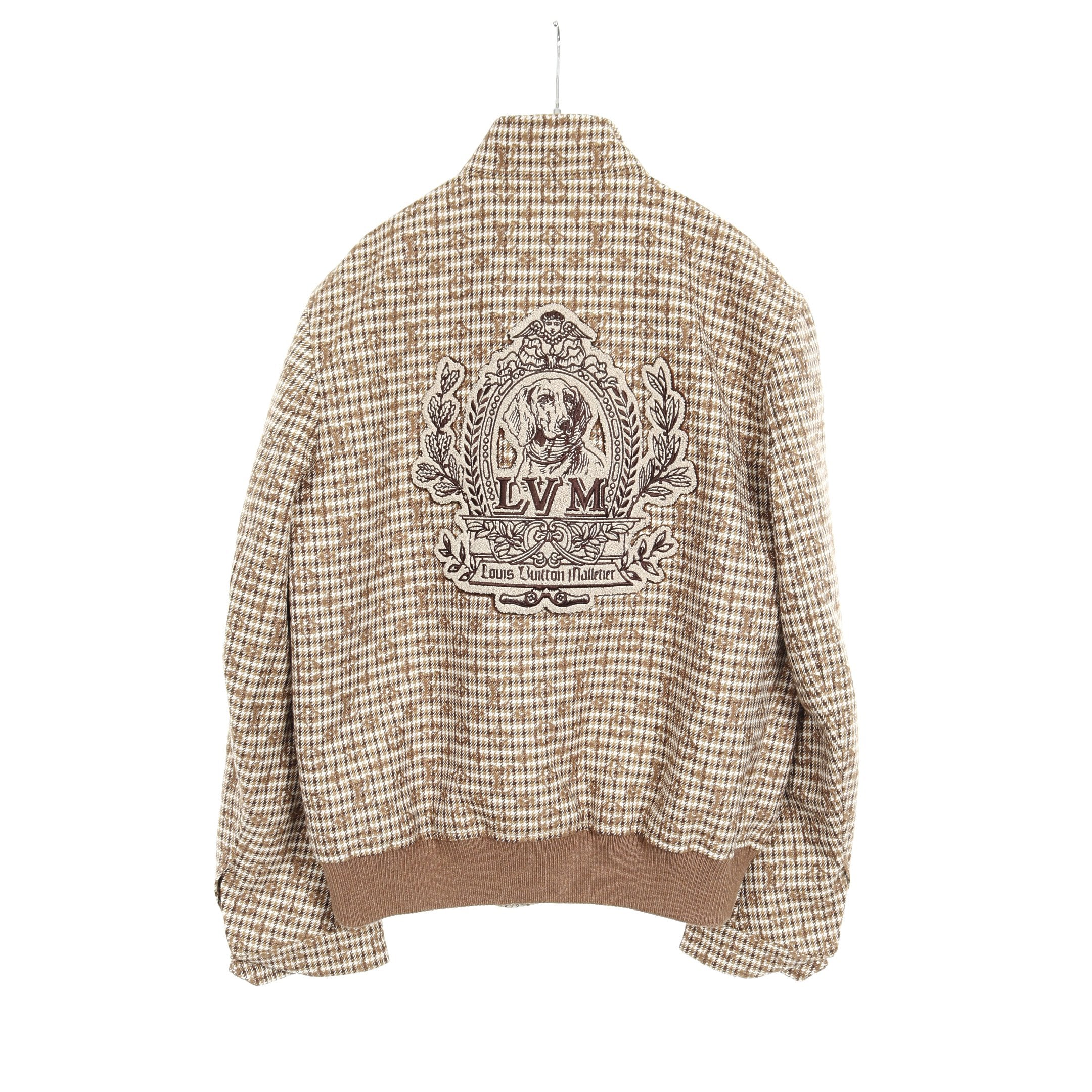 モノグラム ジップアップ ジャケット チェック ウール ブラウン ルイ