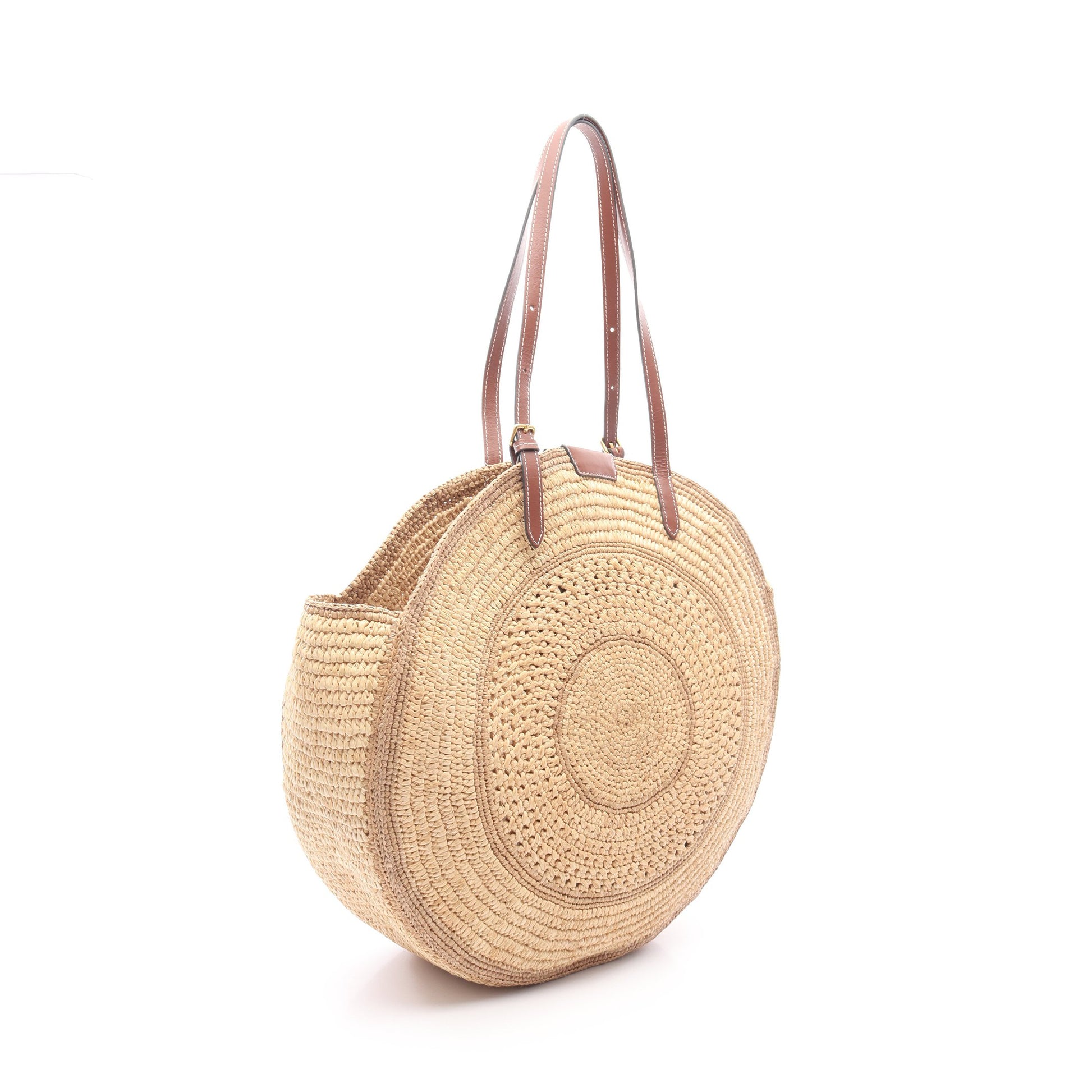 Round Bow Tote ショルダーバッグ トートバッグ ラフィア レザー ベージュ アニヤハインドマーチ バッグ ANYA HINDMARCH