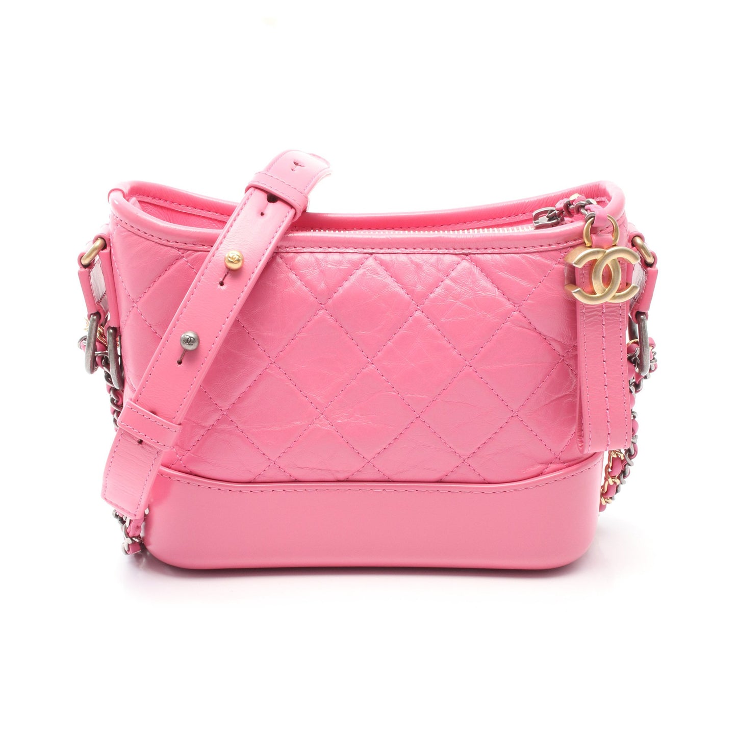 ガブリエル ドゥ シャネル スモール ホーボー チェーンショルダーバッグ レザー ピンク コンビ金具 シャネル バッグ CHANEL