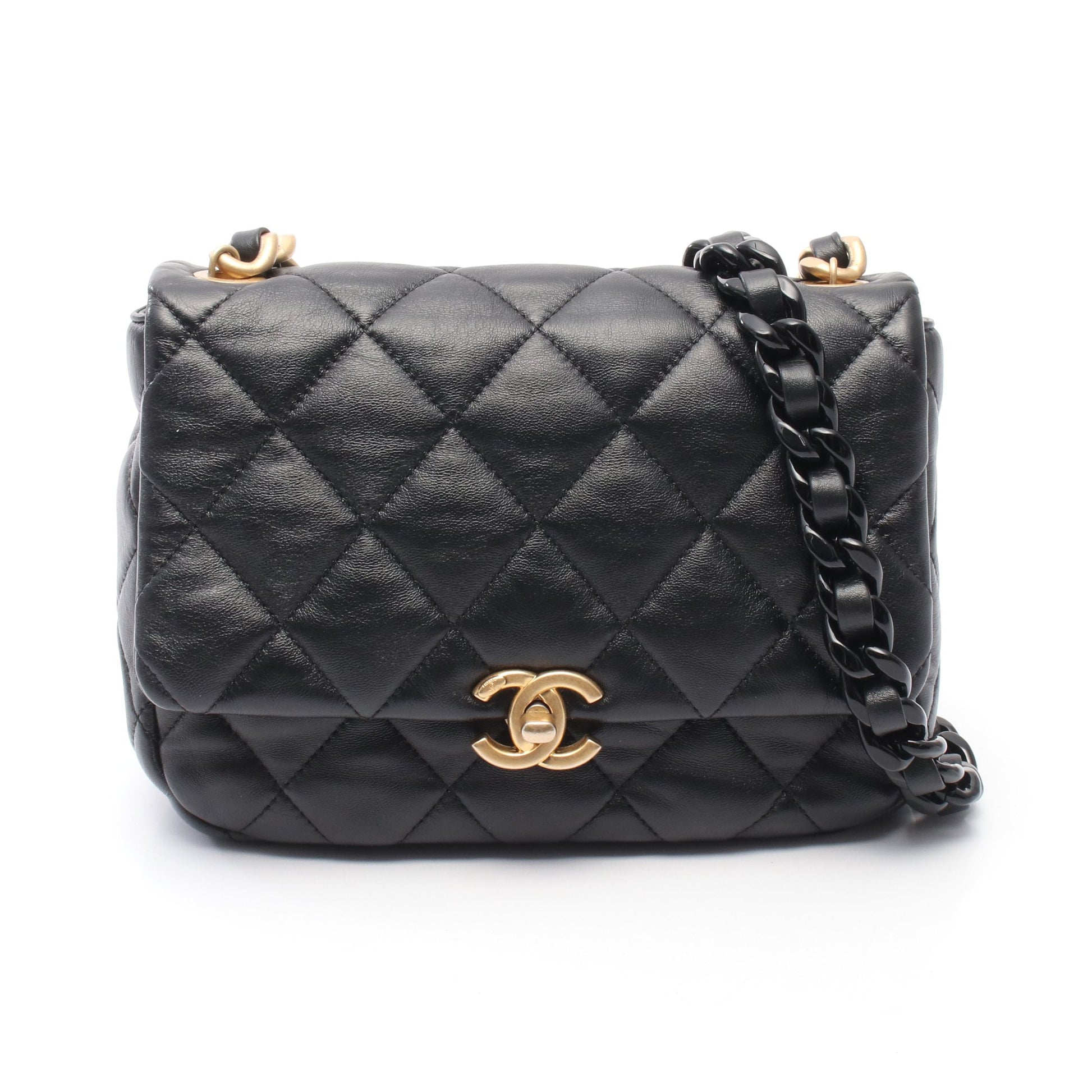 マトラッセ チェーンショルダーバッグ レザー ブラック コンビ金具 シャネル バッグ CHANEL
