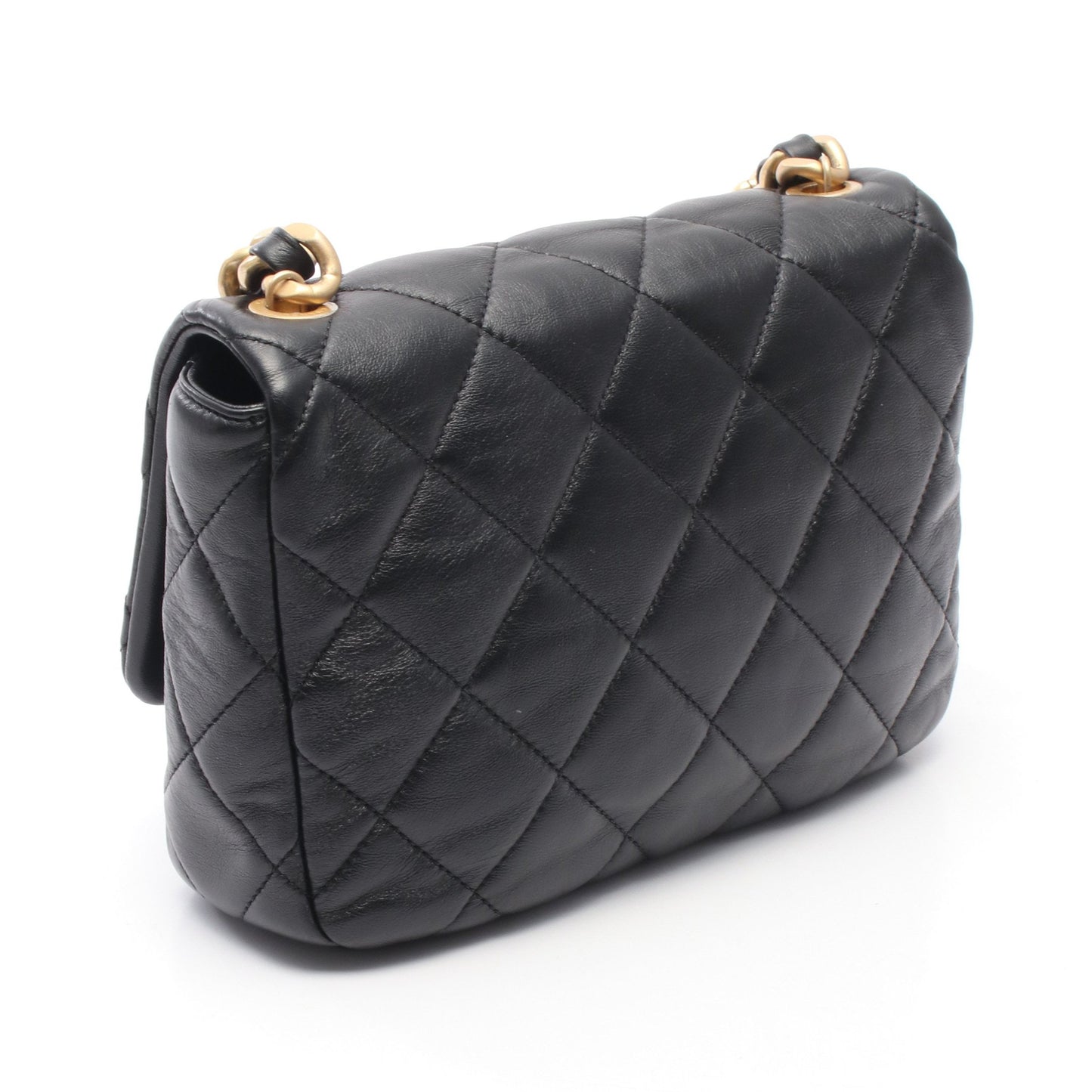 マトラッセ チェーンショルダーバッグ レザー ブラック コンビ金具 シャネル バッグ CHANEL