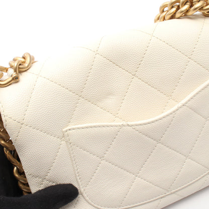 チェーンショルダーバッグ キャビアスキン オフホワイト ゴールド金具 シャネル バッグ CHANEL