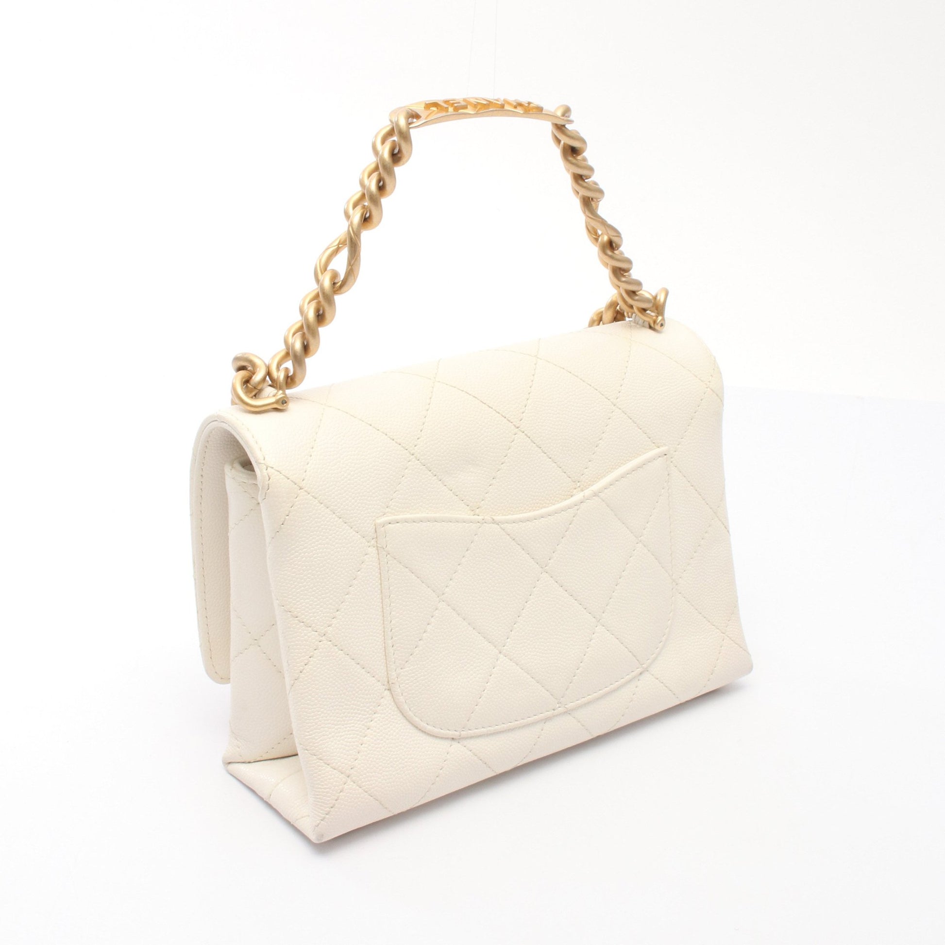 チェーンショルダーバッグ キャビアスキン オフホワイト ゴールド金具 シャネル バッグ CHANEL