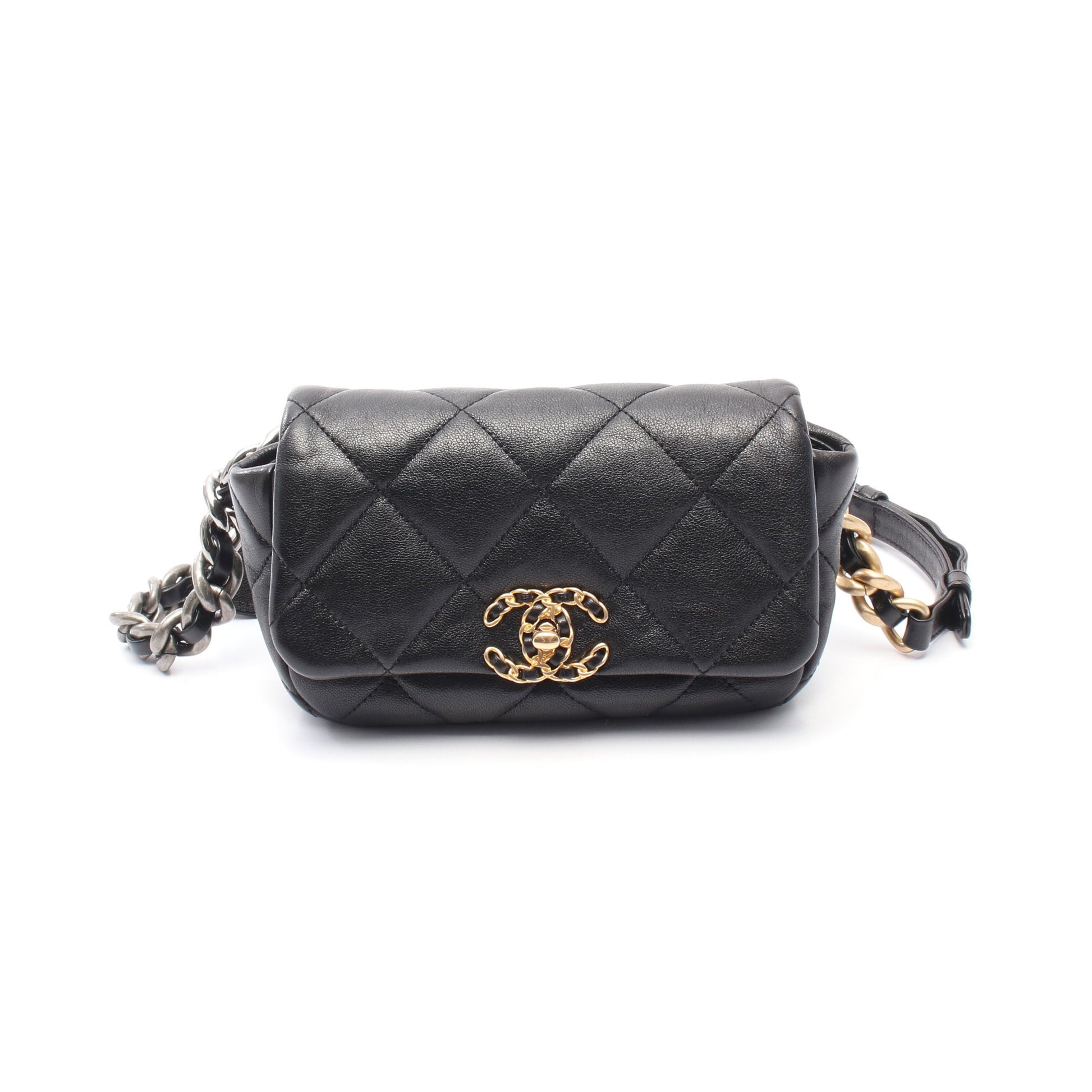 CHANEL19 ウエストバッグ レザー ブラック コンビ金具 シャネル バッグ CHANEL