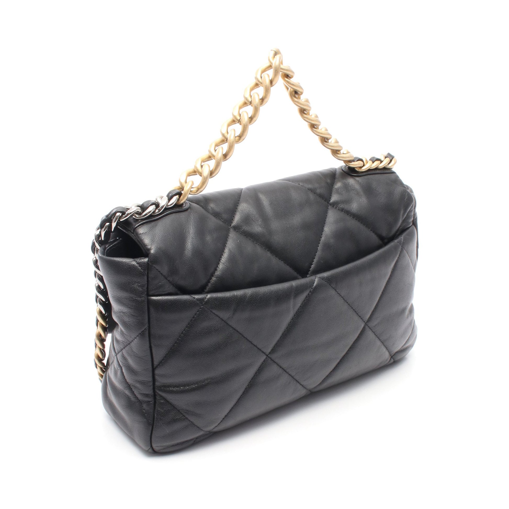 19 ディズヌフ マトラッセ チェーンショルダーバッグ レザー ブラック コンビ金具 シャネル バッグ CHANEL