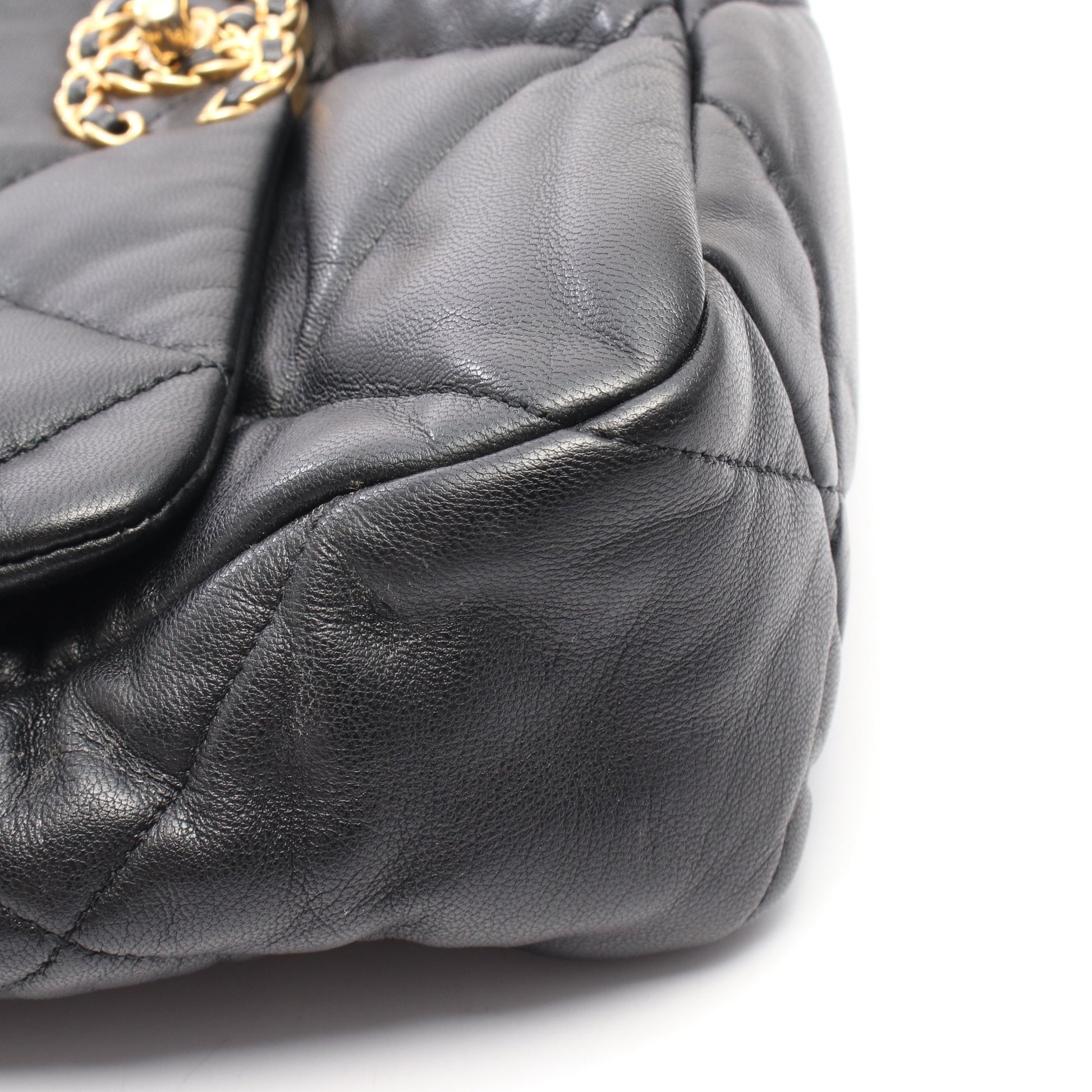 19 ディズヌフ マトラッセ チェーンショルダーバッグ レザー ブラック コンビ金具 シャネル バッグ CHANEL
