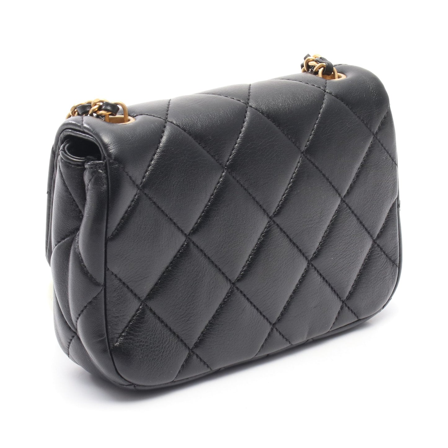 ミニマトラッセ チェーンショルダーバッグ レザー ブラック ゴールド金具 シャネル バッグ CHANEL