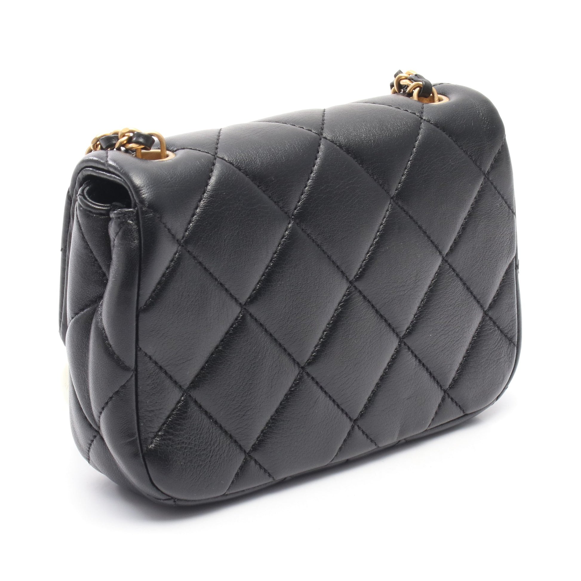 ミニマトラッセ チェーンショルダーバッグ レザー ブラック ゴールド金具 シャネル バッグ CHANEL