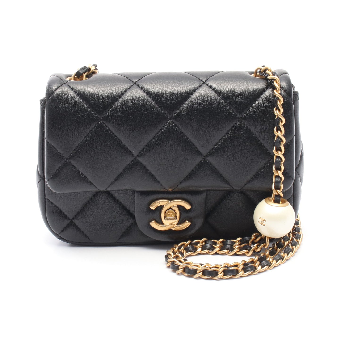 ミニマトラッセ チェーンショルダーバッグ レザー ブラック ゴールド金具 シャネル バッグ CHANEL
