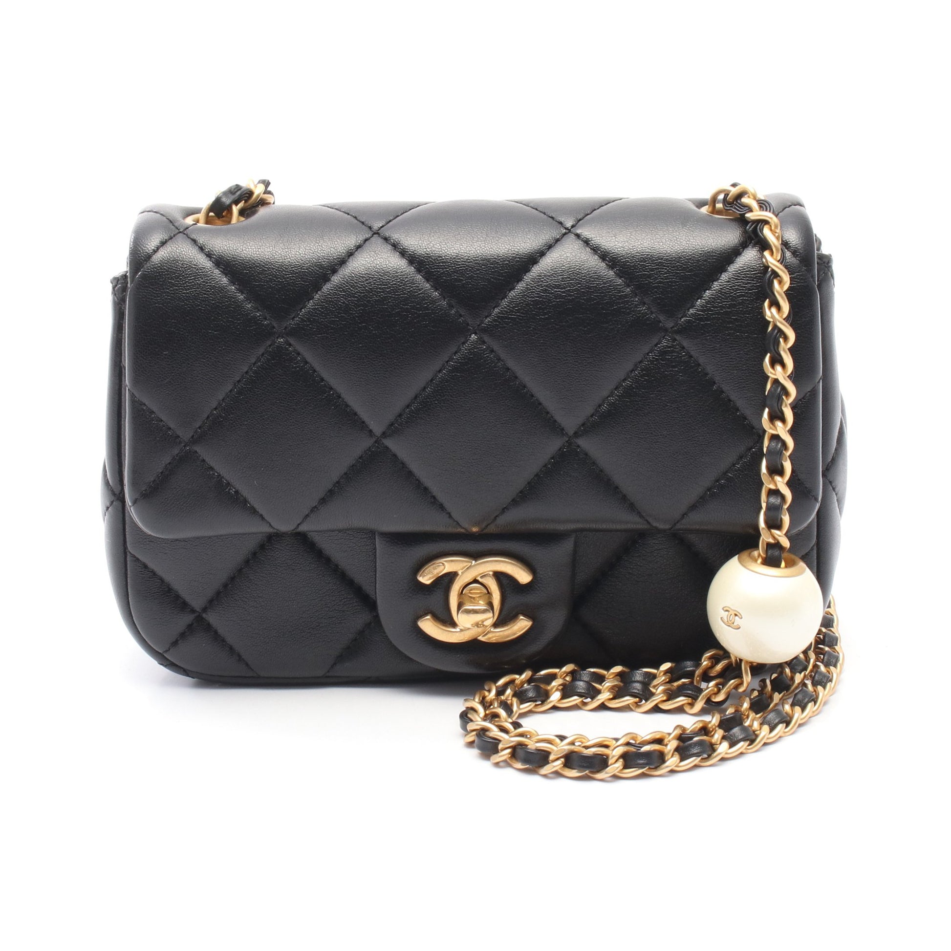 ミニマトラッセ チェーンショルダーバッグ レザー ブラック ゴールド金具 シャネル バッグ CHANEL