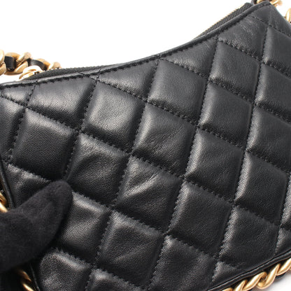 マトラッセ チェーンショルダーバッグ レザー ブラック ゴールド金具 シャネル バッグ CHANEL