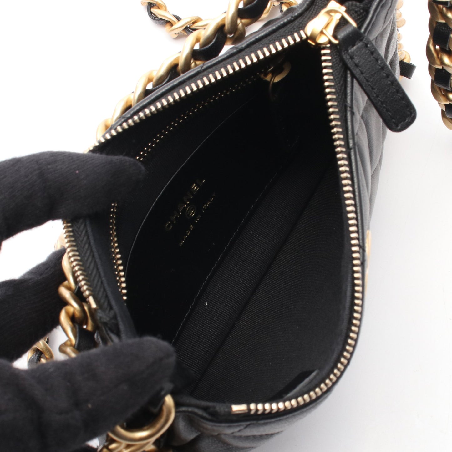 マトラッセ チェーンショルダーバッグ レザー ブラック ゴールド金具 シャネル バッグ CHANEL
