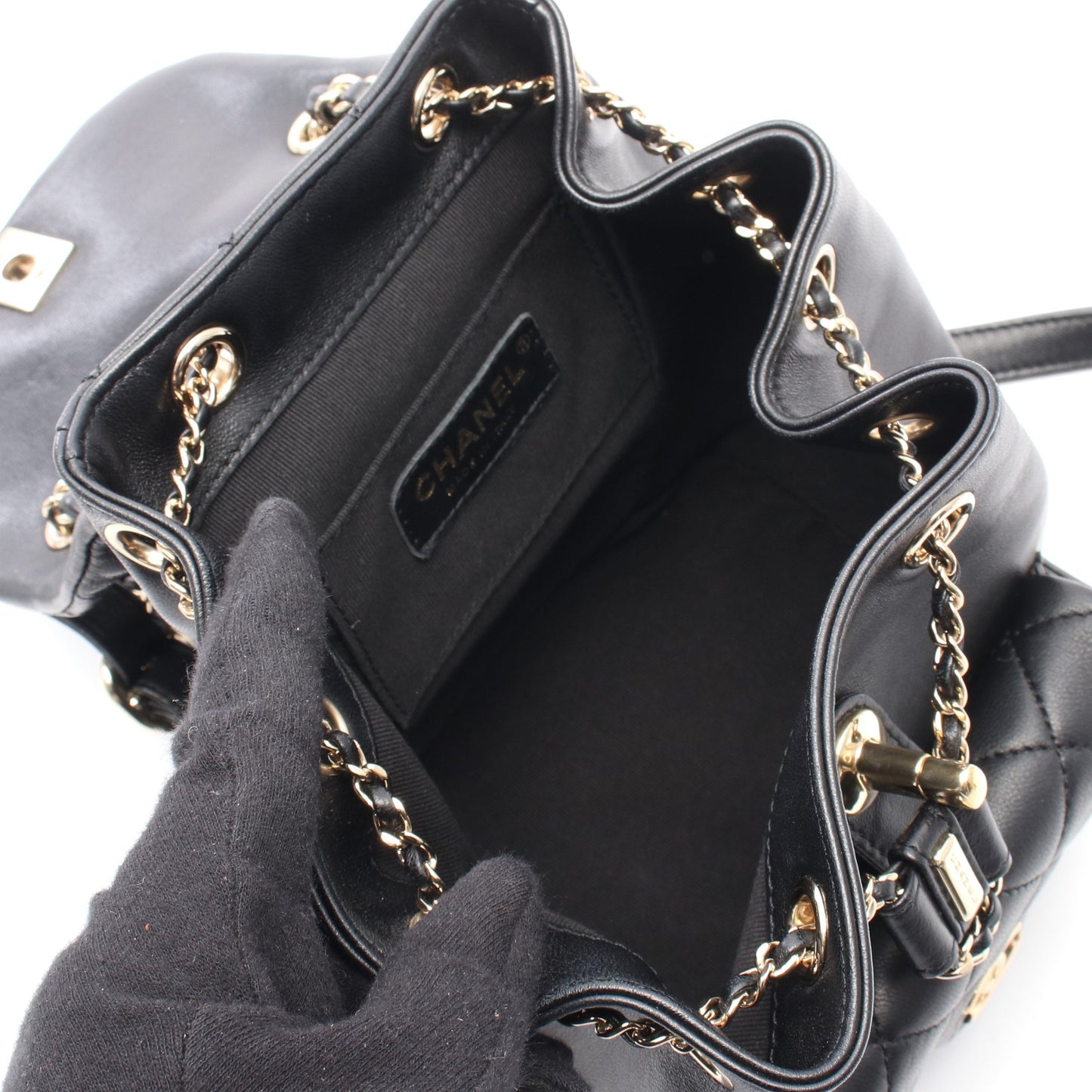 マトラッセ バックパック リュックサック レザー ブラック ゴールド金具 シャネル バッグ CHANEL