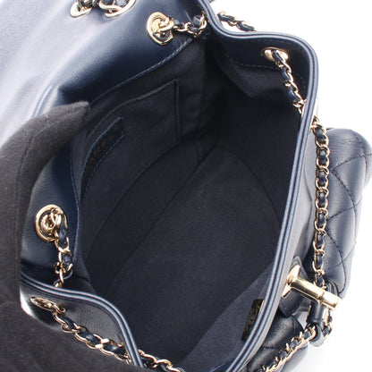 マトラッセ スモール バックパック リュックサック レザー ネイビー ゴールド金具 シャネル バッグ CHANEL