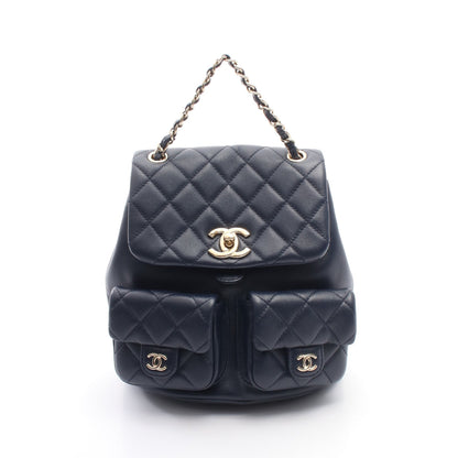 マトラッセ スモール バックパック リュックサック レザー ネイビー ゴールド金具 シャネル バッグ CHANEL