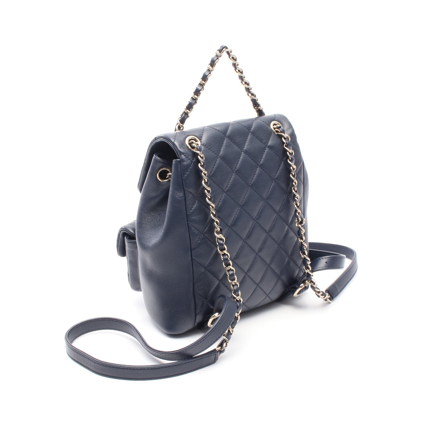 マトラッセ スモール バックパック リュックサック レザー ネイビー ゴールド金具 シャネル バッグ CHANEL