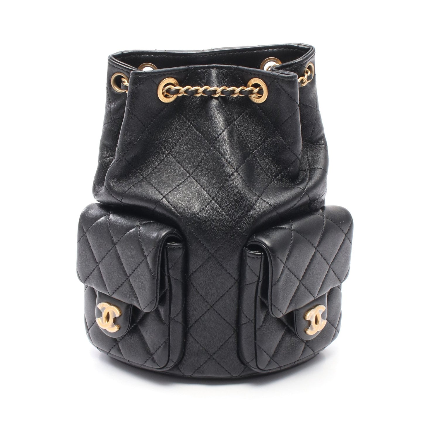 マトラッセ バックパック リュックサック レザー ブラック ゴールド金具 シャネル バッグ CHANEL