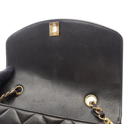 マトラッセ ダイアナフラップ チェーンショルダーバッグ ラムスキン ブラック ゴールド金具 シャネル バッグ CHANEL