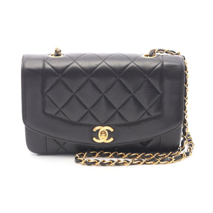 マトラッセ ダイアナフラップ チェーンショルダーバッグ ラムスキン ブラック ゴールド金具 シャネル バッグ CHANEL