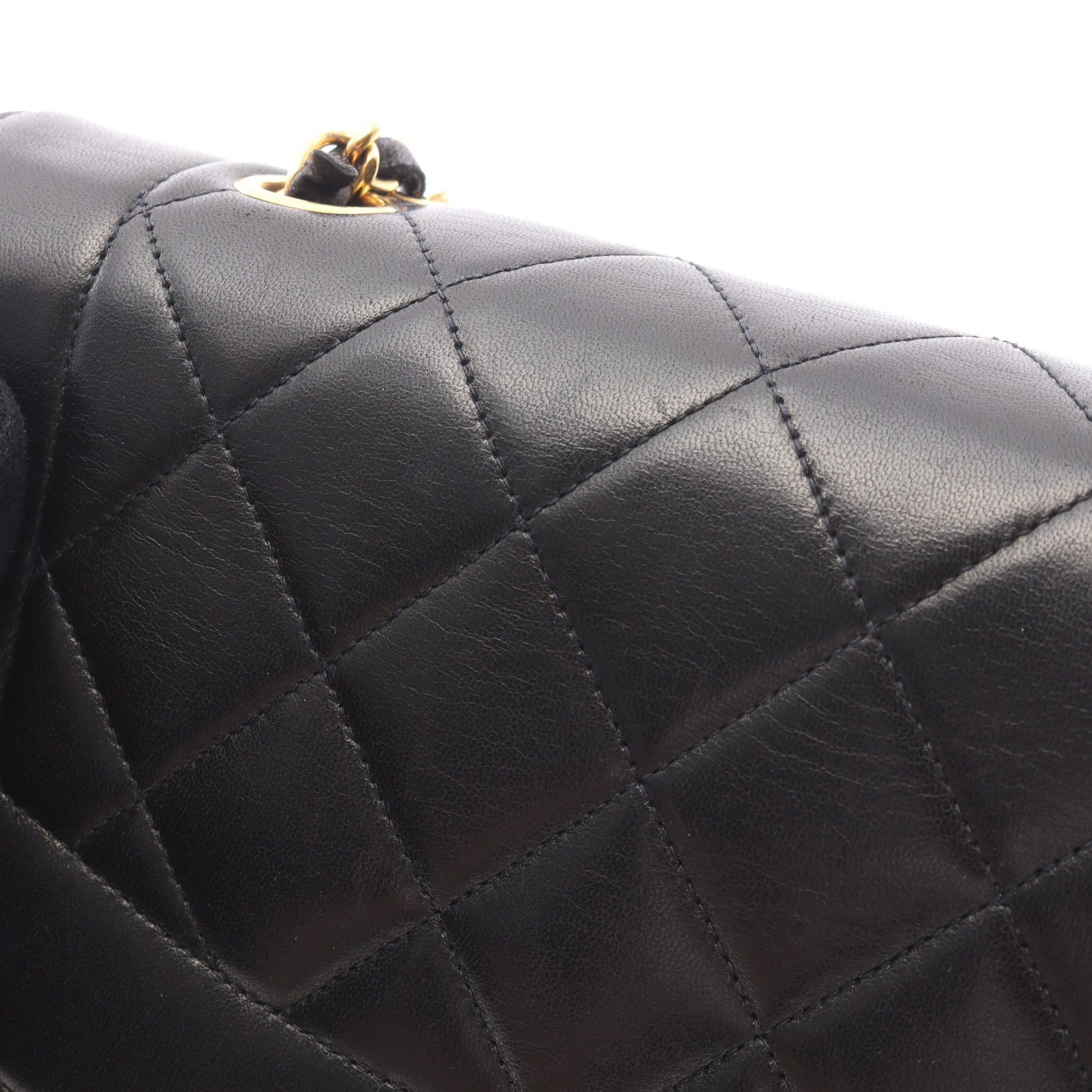 マトラッセ ダイアナフラップ チェーンショルダーバッグ ラムスキン ブラック ゴールド金具 シャネル バッグ CHANEL