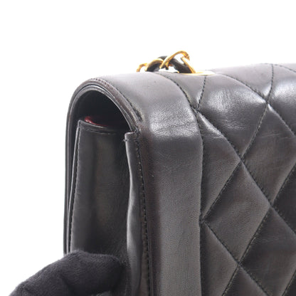 マトラッセ ダイアナフラップ チェーンショルダーバッグ ラムスキン ブラック ゴールド金具 シャネル バッグ CHANEL