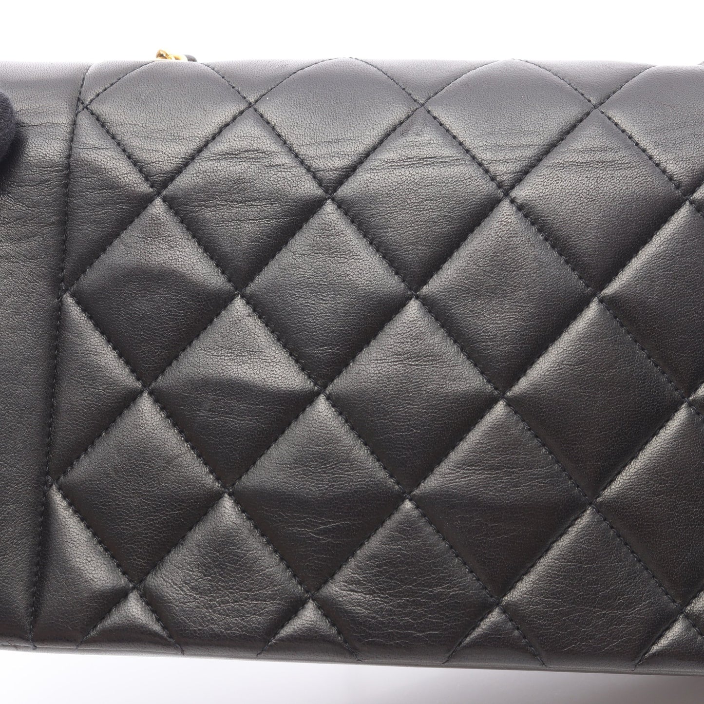 マトラッセ ダイアナフラップ チェーンショルダーバッグ ラムスキン ブラック ゴールド金具 シャネル バッグ CHANEL