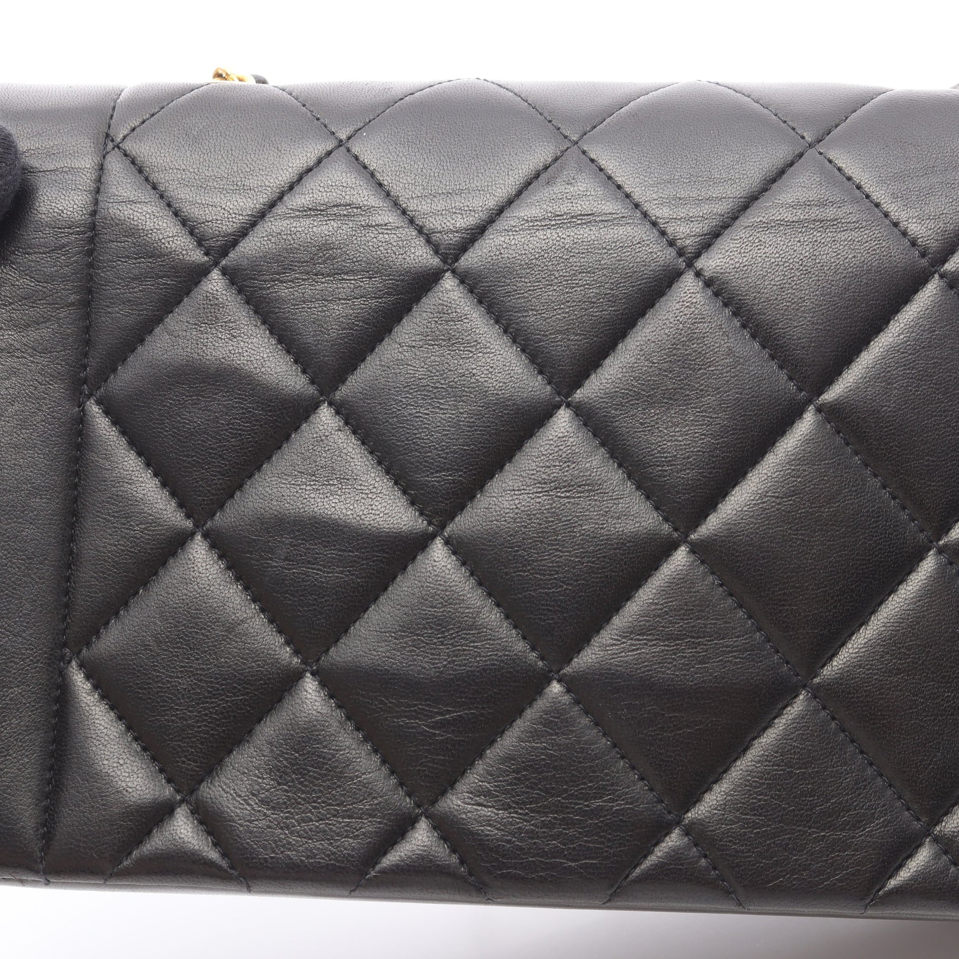 マトラッセ ダイアナフラップ チェーンショルダーバッグ ラムスキン ブラック ゴールド金具 シャネル バッグ CHANEL