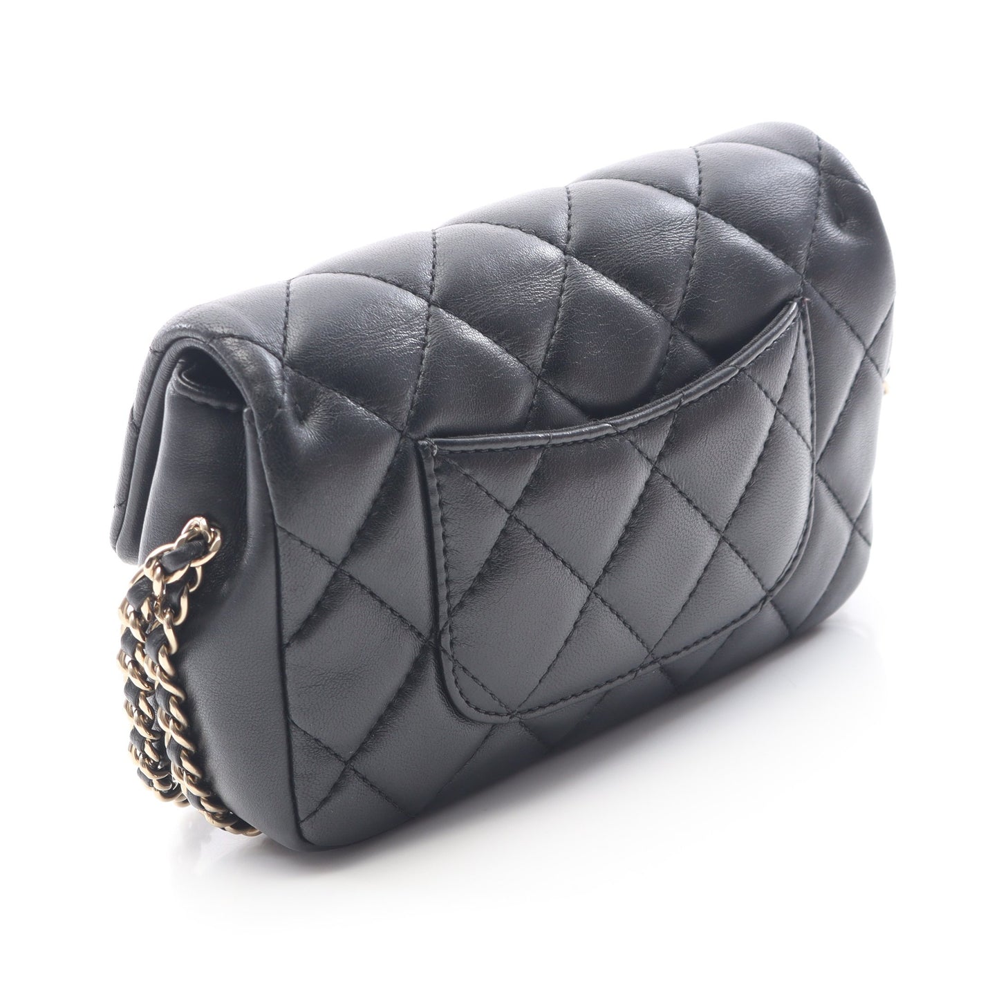 マトラッセ チェーンアラウンド パール チェーンショルダーバッグ ラムスキン ブラック ゴールド金具 シャネル バッグ CHANEL