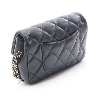 マトラッセ チェーンアラウンド パール チェーンショルダーバッグ ラムスキン ブラック ゴールド金具 シャネル バッグ CHANEL