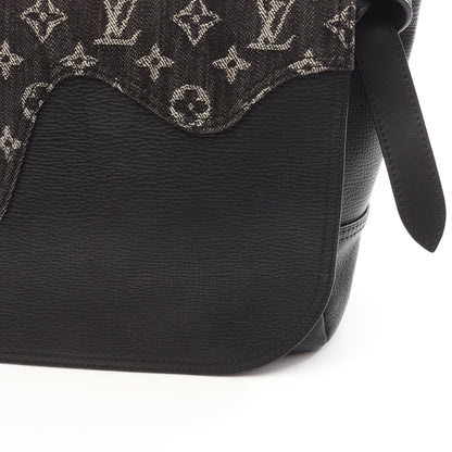 LOUIS VUITTON × NIGO ブサス トーキョー モノグラムデニム ショルダーバッグ キャンバス レザー ブラック NIGOコラボ ルイヴィトン バッグ LOUIS VUITTON