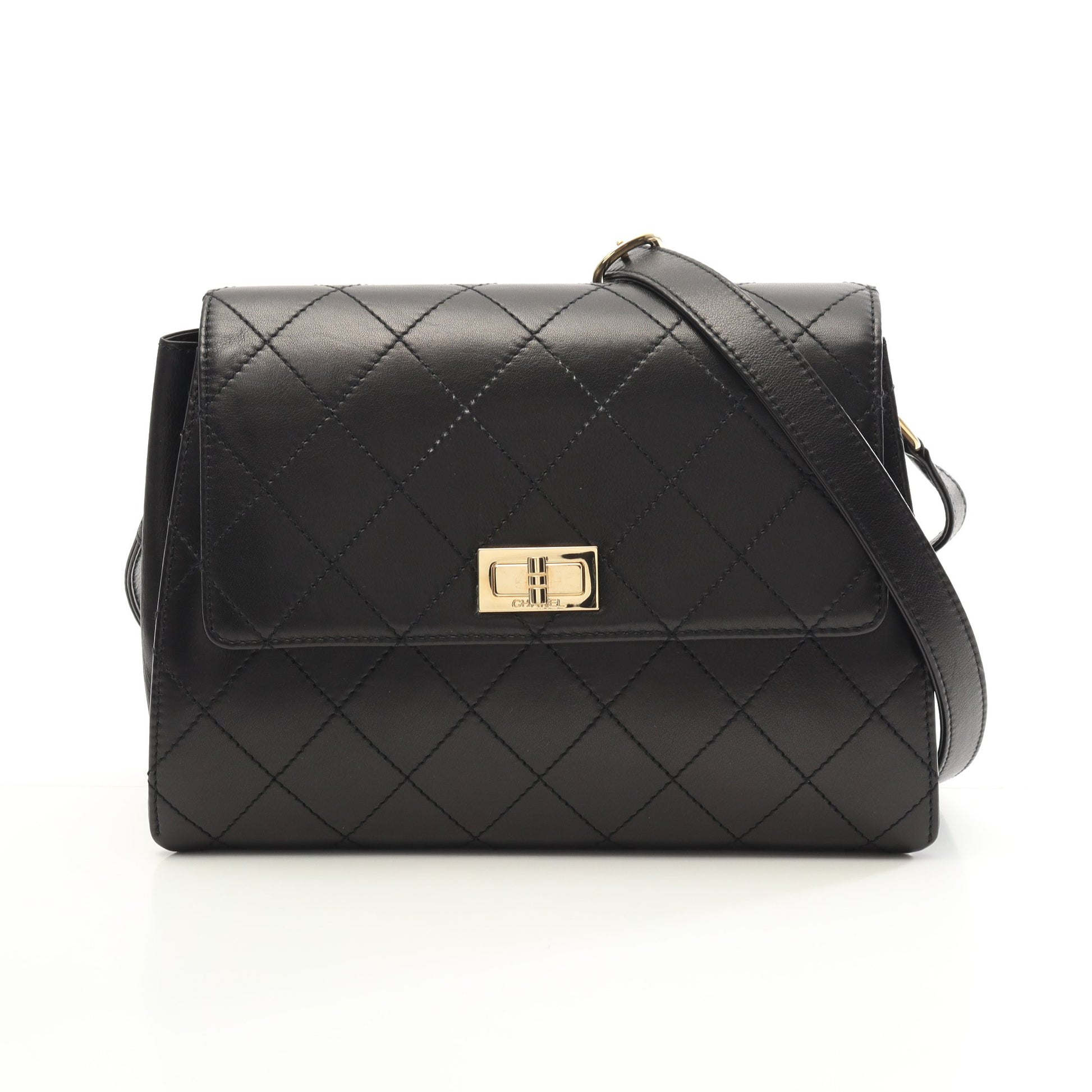 2.55 マトラッセ ショルダーバッグ ラムスキン ブラック ゴールド金具 シャネル バッグ CHANEL