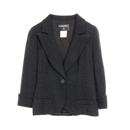 ツイード ジャケット ナイロン ウール ブラック 03P シャネル アウター CHANEL