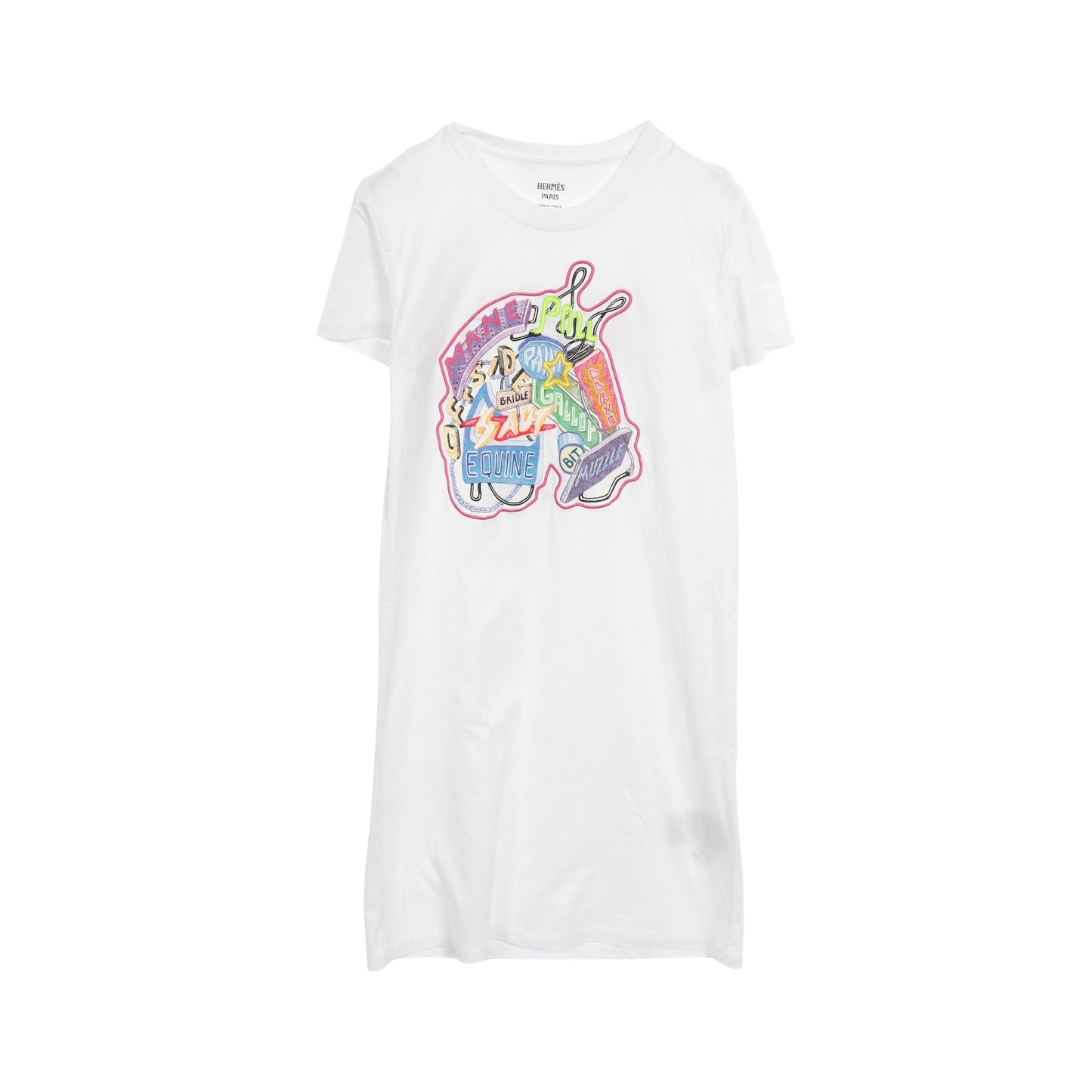 CHEVALO SCOPE Tシャツ ワンピース 刺繍 コットン ホワイト マルチカラー エルメス ワンピース HERMES
