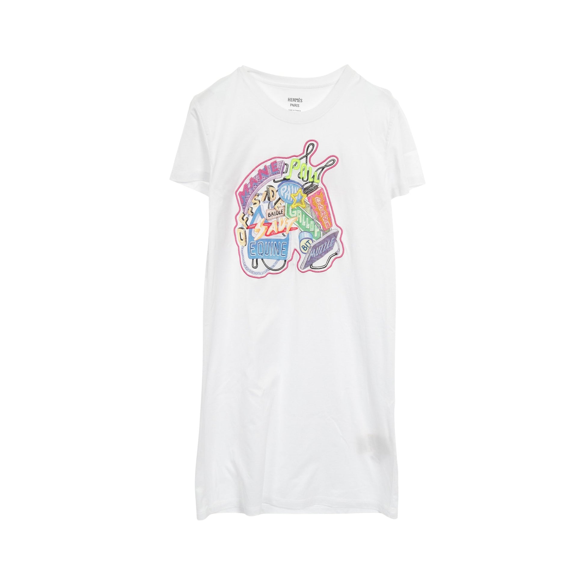 CHEVALO SCOPE Tシャツ ワンピース 刺繍 コットン ホワイト マルチカラー エルメス ワンピース HERMES