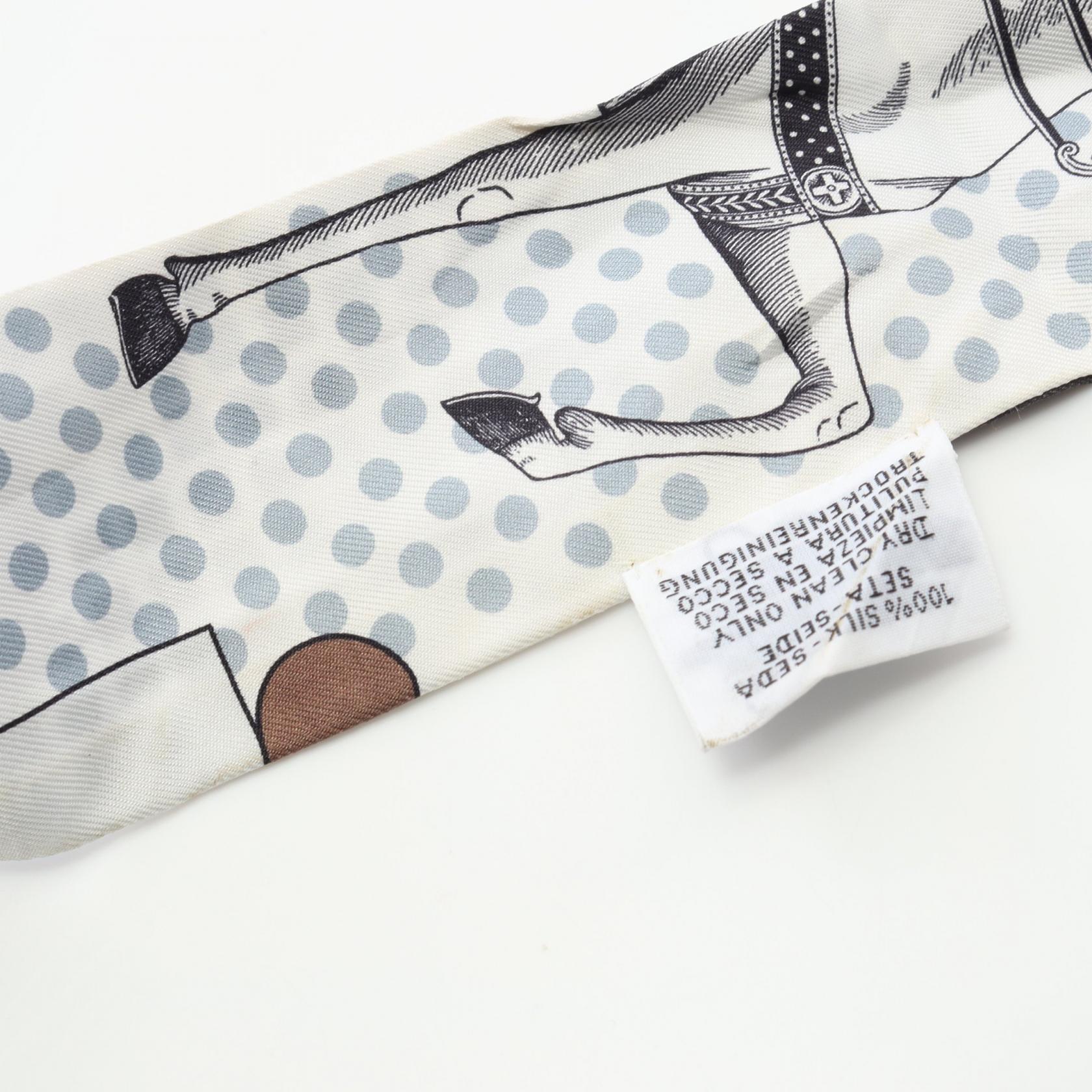 ツイリー CAVALIER EN FORMES リボン スカーフ シルク ホワイト ブルー