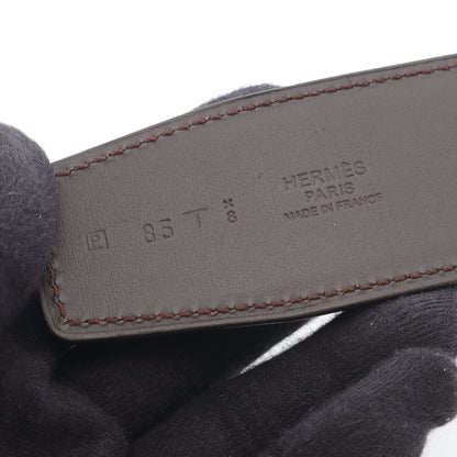 コンスタンス Hベルト ベルト レザー ブラック ブラウン シルバー金具 リバーシブル □P刻印 エルメス 財布・小物 HERMES