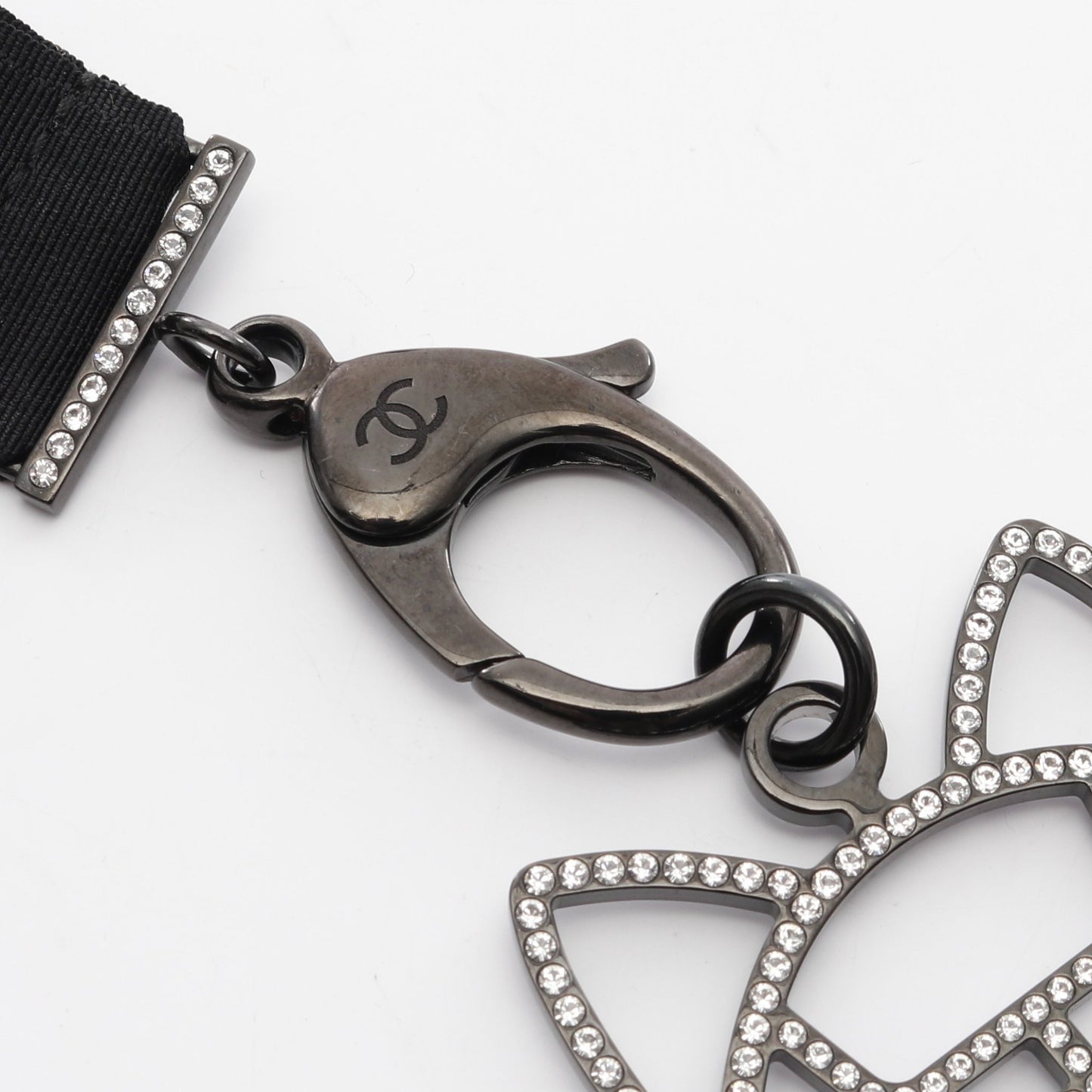 ココマーク キャットロボット ネックレス ラインストーン ブラック クリア B17S シャネル アクセサリー CHANEL