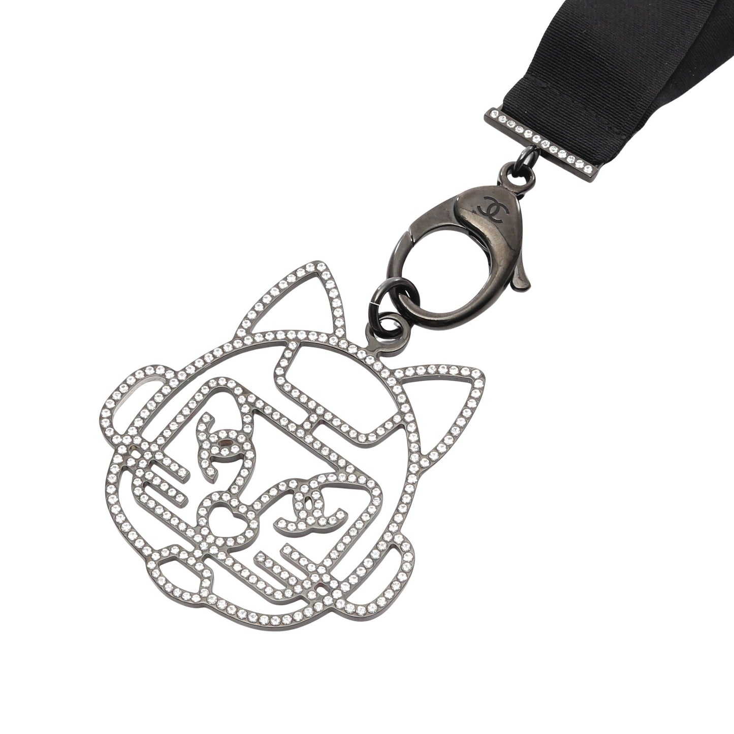 ココマーク キャットロボット ネックレス ラインストーン ブラック クリア B17S シャネル アクセサリー CHANEL
