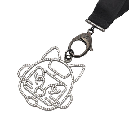 ココマーク キャットロボット ネックレス ラインストーン ブラック クリア B17S シャネル アクセサリー CHANEL