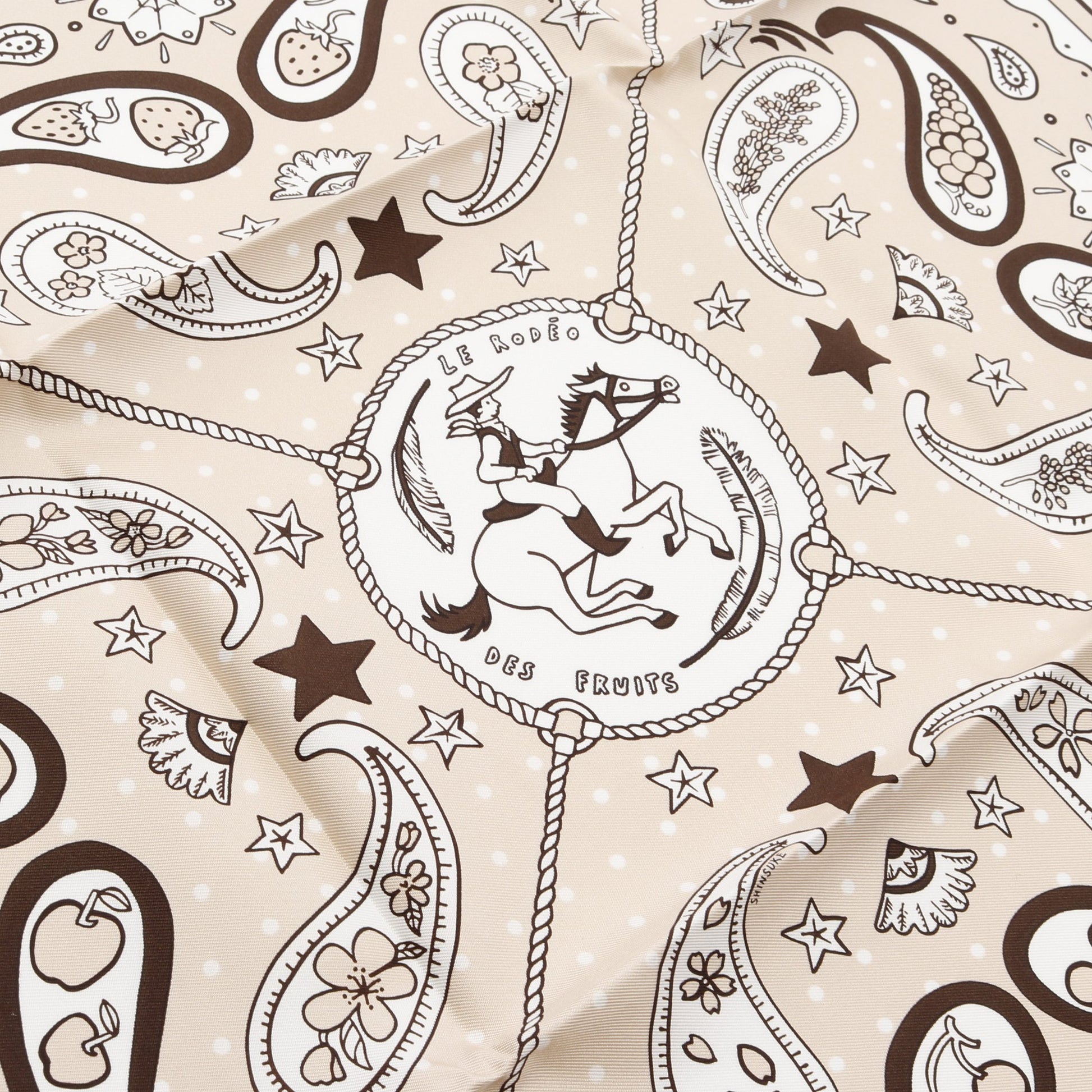 カレ55 Le Rodeo des Fruits スカーフ シルク ホワイト ベージュ エルメス 財布・小物 HERMES